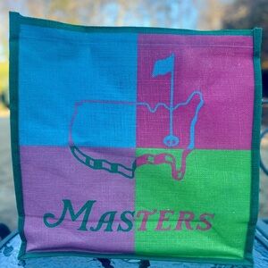 2025 Masters Augusta Golf Tote Jute Burlap bag green, pink & blue w/ Pocket NWT